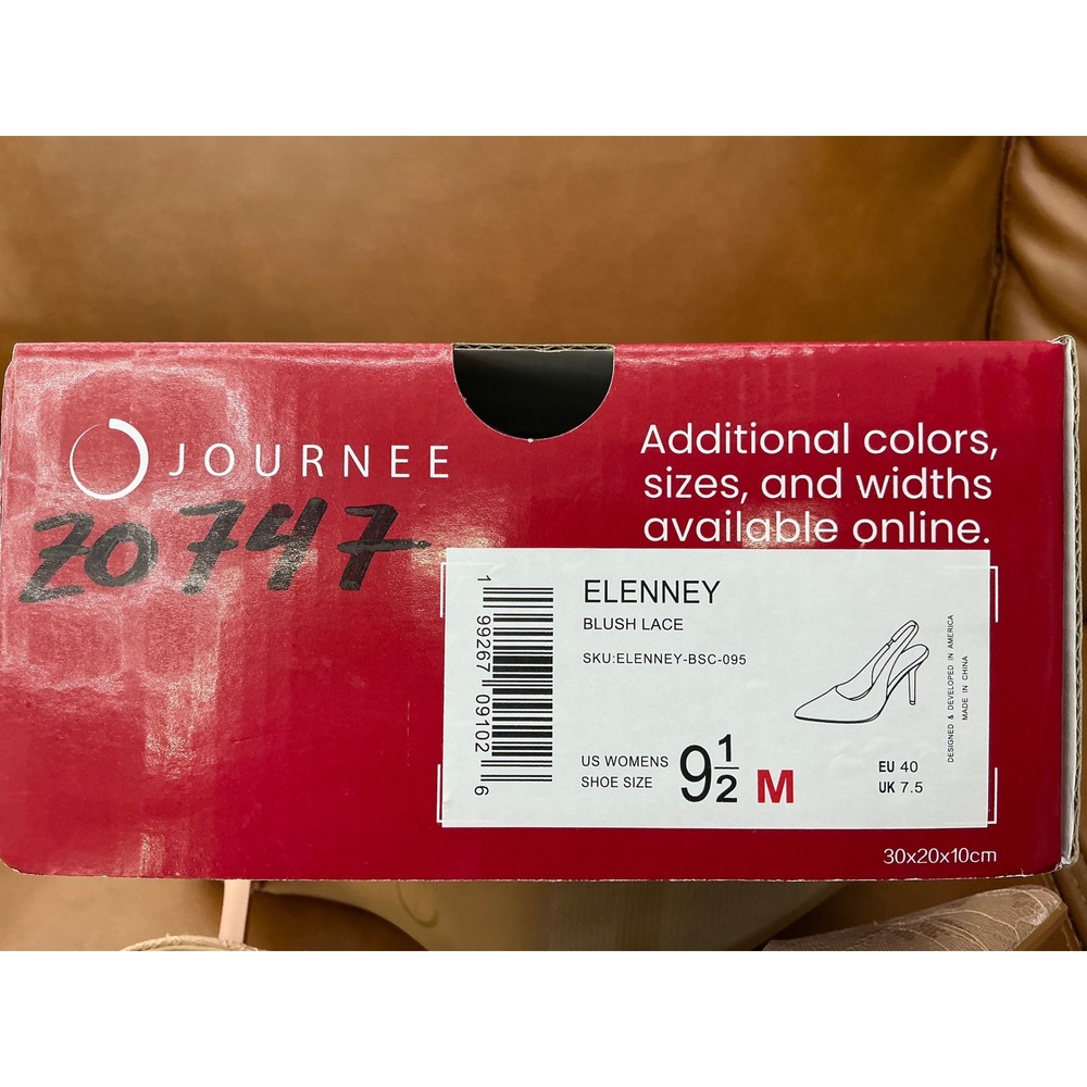 Journee Elenney Slingback Pumps Womens 9.5 Blush Pink Excellent Floral Lace Heel - Picture 8 of 8